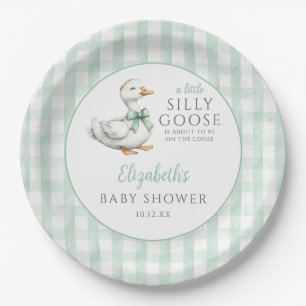 Albern Little Gose Green Gingham Baby Dusche Pappteller