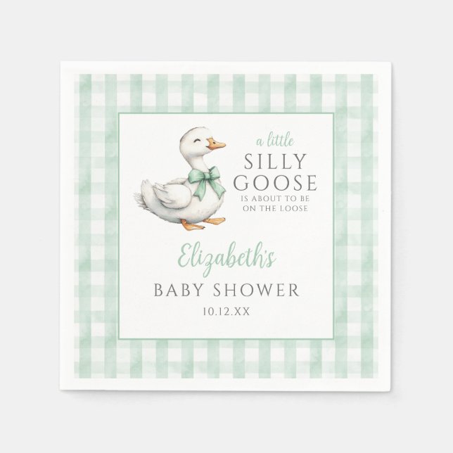 Albern Little Gose Green Gingham Baby Dusche Serviette (Vorderseite)