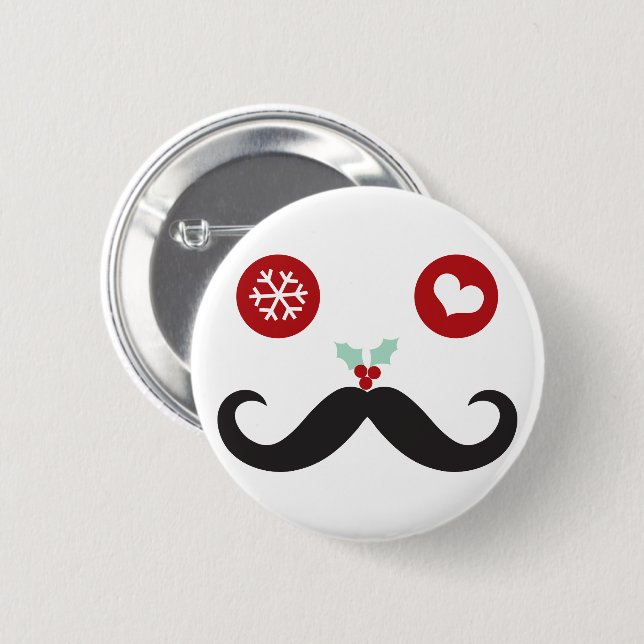 Albern Mustache Niedlich Funny Funny Funny Festida Button (Vorne & Hinten)