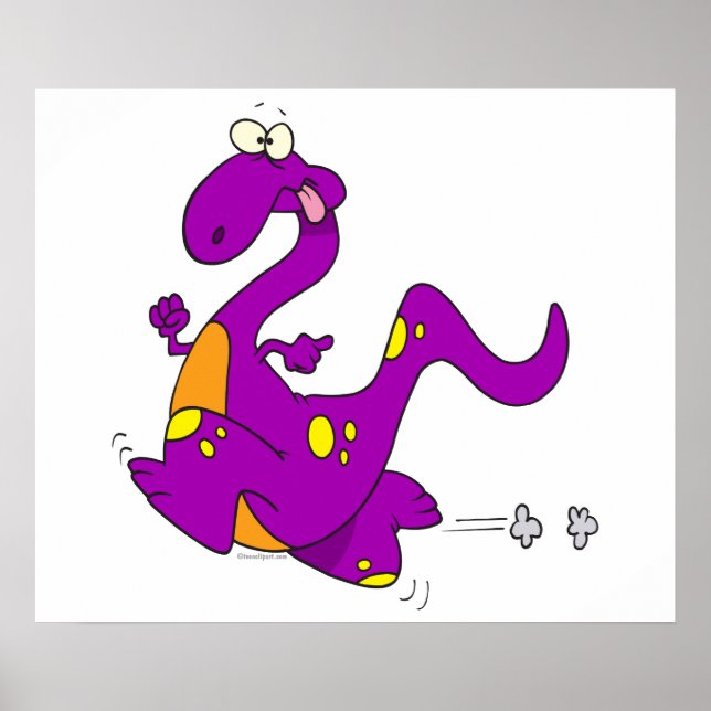 albern niedliches Laufen lila Dino Dinosaurier Car Poster (Vorne)