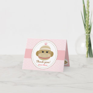 Albern Sock Monkey Girl Personalisiert Dankeschön Dankeskarte