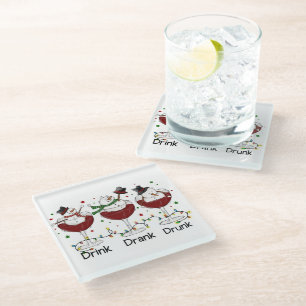 Albern "Trinken, trinken, Betrunken" Schneemann un Glasuntersetzer