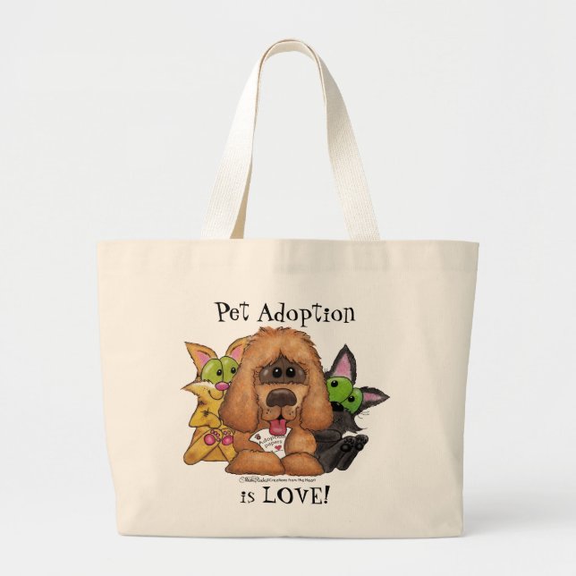 Albern und Tig mit Sassie-Pet-Adoption ist LIEBE Jumbo Stoffbeutel (Vorne)