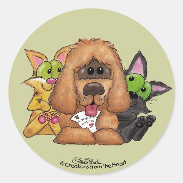 Albern und Tig mit Sassie-Pet-Adoption ist LIEBE Runder Aufkleber (Vorderseite)