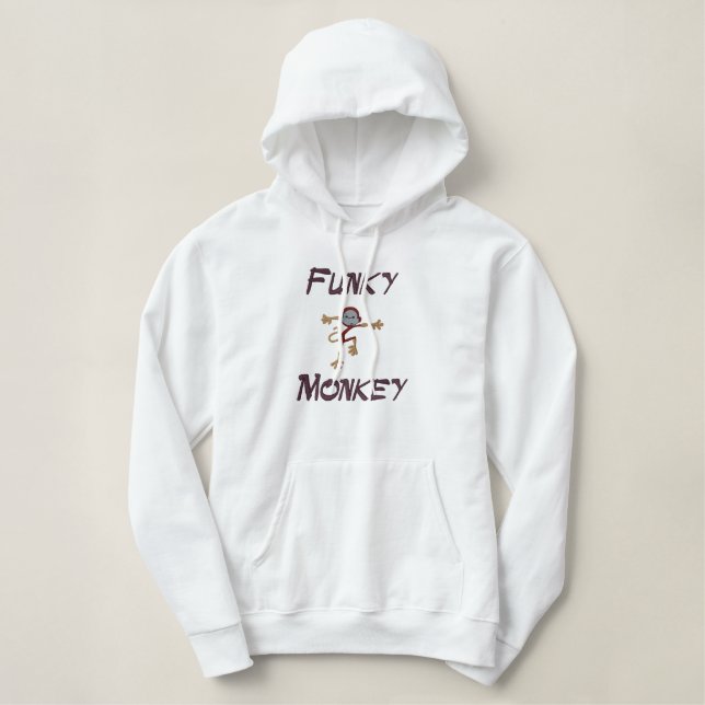 Alberne bestickte Funny Monkey Funky Monkey Bestickter Hoodie (Design vorne)
