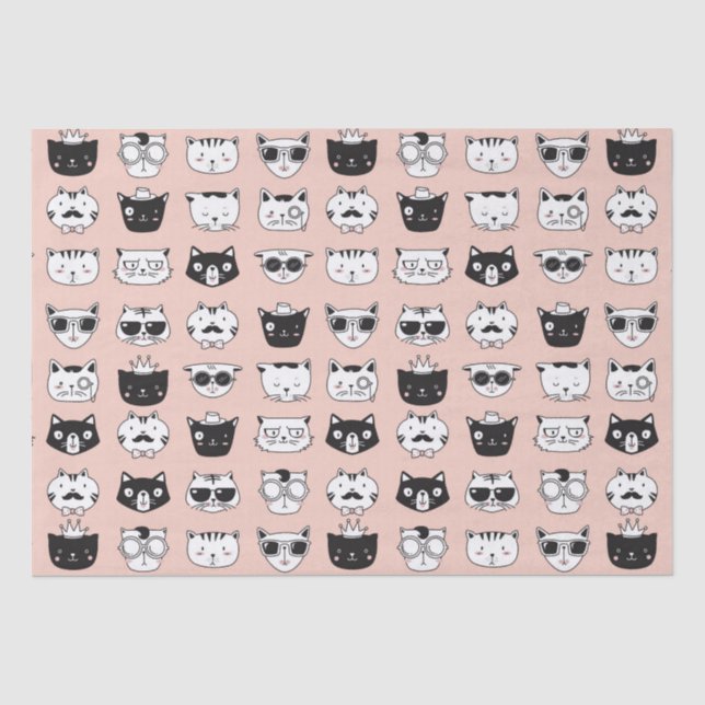 Alberne Cat Face Doodles Seidenpapier (Vorderseite)