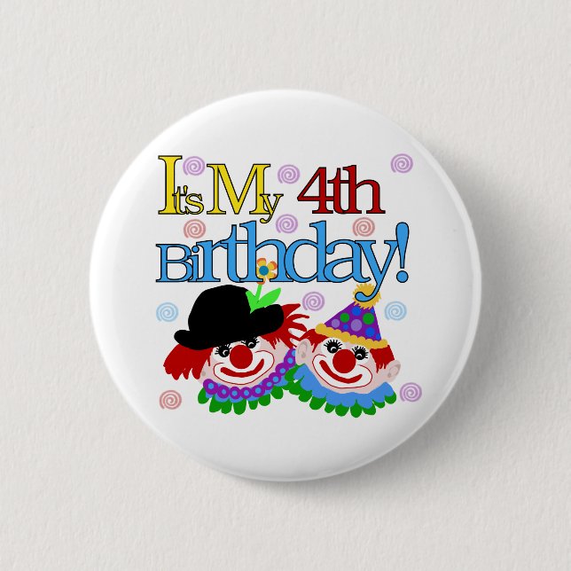 Alberne Clowns 4. Geburtstag - Hemden und Geschenk Button (Vorderseite)