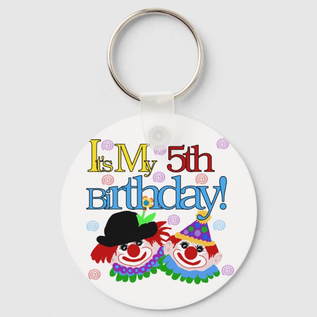 Alberne Clowns 5th Birthday Tshirts und Geschenke Schlüsselanhänger (Vorderseite)