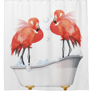 Alberne Flamingos in der Badewanne Duschvorhang