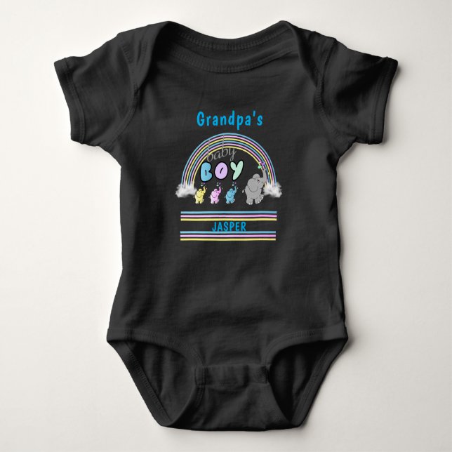 Alberne Fun Elefanten für einen Babyjungen Baby Strampler (Vorderseite)
