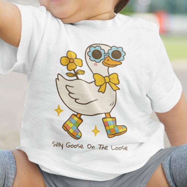 Alberne Gans auf dem Lose-Text Baby T-shirt (Von Creator hochgeladen)