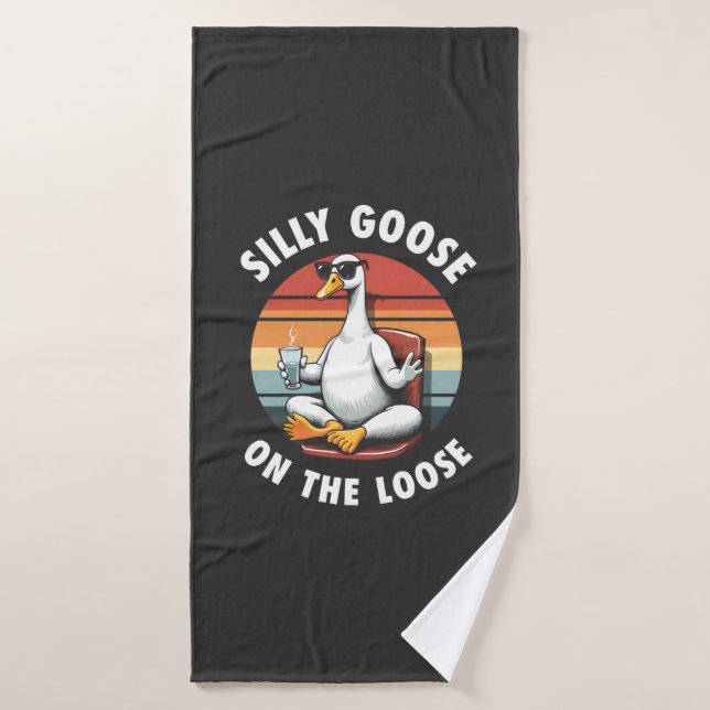 Alberne Gans auf der Lose Meditation Yoga Retro Badehandtuch (Badehandtuch)