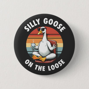 Alberne Gans auf der Lose Meditation Yoga Retro Button