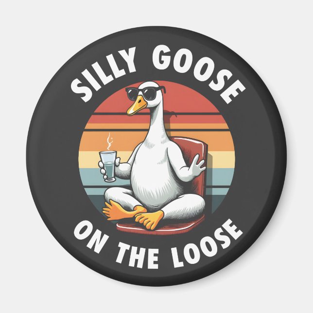 Alberne Gans auf der Lose Meditation Yoga Retro Magnet (Vorne)