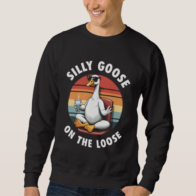 Alberne Gans auf der Lose Meditation Yoga Retro Sweatshirt (Vorderseite)
