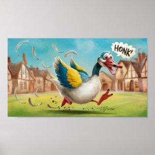 Alberne Gans auf freiem Fuß Zeichnung, Lustige Gan Poster