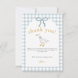 Alberne Gans Blaue Gingham Cottagecore Babyparty Dankeskarte