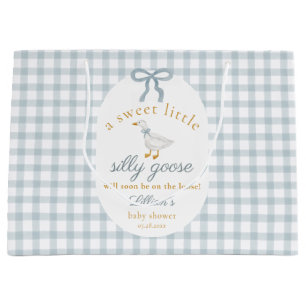 Alberne Gans Blaue Gingham Cottagecore Babyparty Große Geschenktüte