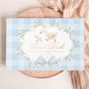 Alberne Gans Blaue Gingham Whimsische Babyparty Gästebuch