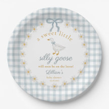 Alberne Gans Blaue Schleife Daisy Gingham Baby Sho