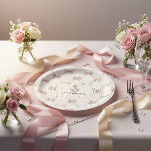 Alberne Gans Preppy-Schleife Baby Shower Pappteller