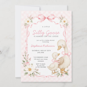 Alberne Gans Rosa Coquette-Schleife Gingham-Baby-P Einladung