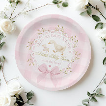 Alberne Gans Rosa Gingham-Schleife Baby Shower