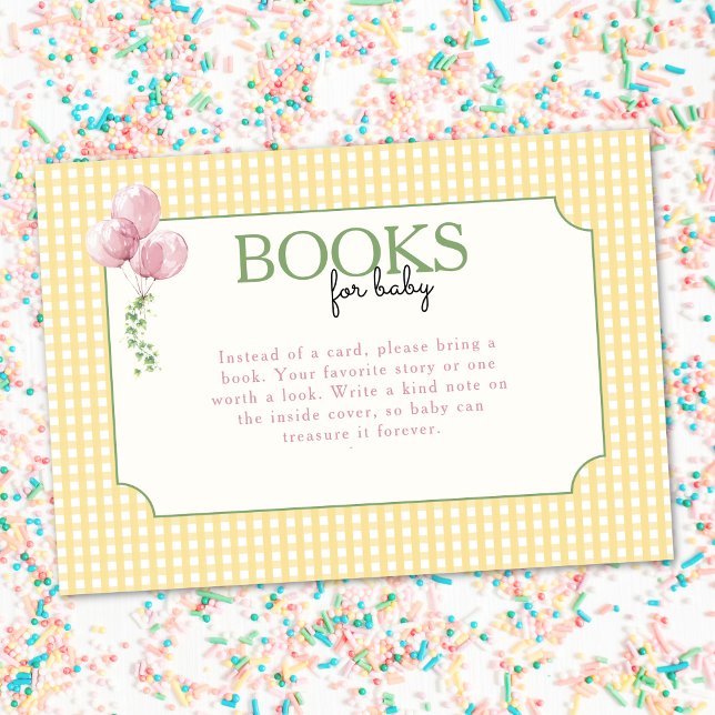 Alberne Gans Rosa Luftballons Gingham-Bücher fürs  Begleitkarte (Silly Goose 1st Birthday Books for Baby Enclosure Card)