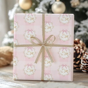 Alberne Gans Rosa Schleife Whimsical Preppy Gingha Geschenkpapier