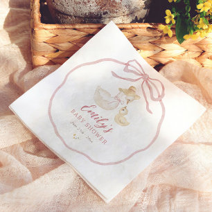 Alberne Gans Rosa Schleife Wildblumen-Baby-Party Serviette