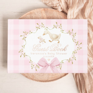 Alberne Gans Whimsical Gingham Baby Mädchen Shower Gästebuch