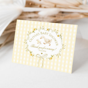 Alberne Gans Wildblumen Gingham Babyparty Dankeskarte