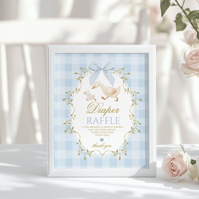 Alberne Gans-Windel-Raffle Sage Grün Whimsical Poster (Von Creator hochgeladen)