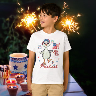 Alberne Gänse des Kleinen Jungen 4. Juli T-Shirt