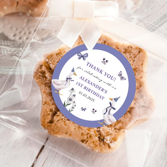 Alberne GänseGeburtstagspartei Runder Aufkleber (Von Creator hochgeladen)