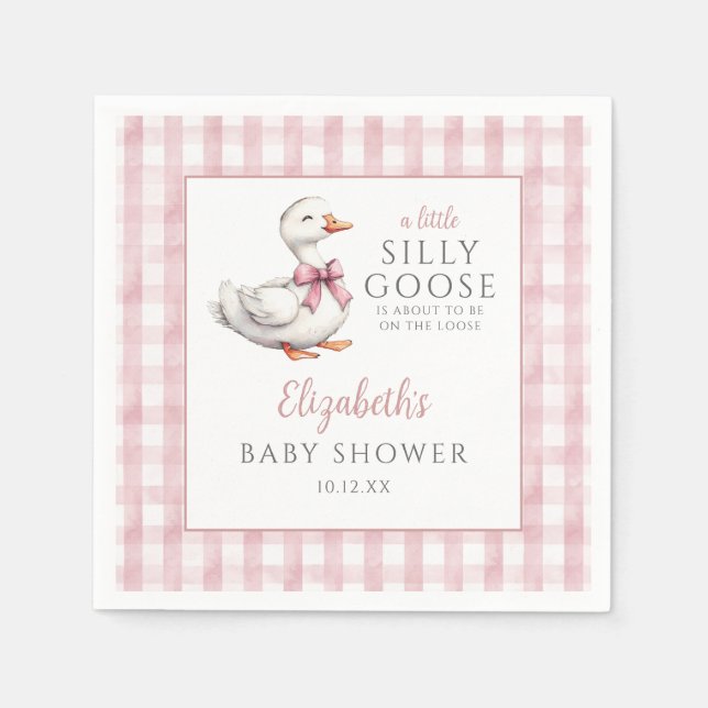Alberne Gänsepink Gingham Baby Dusche Serviette (Vorderseite)