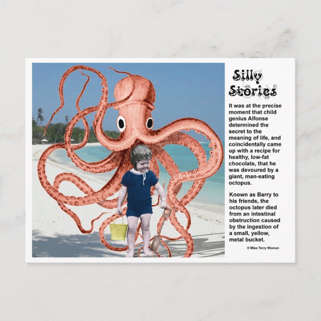 Alberne Geschichten: Der Mensch fressender Oktopus Postkarte (Vorderseite)