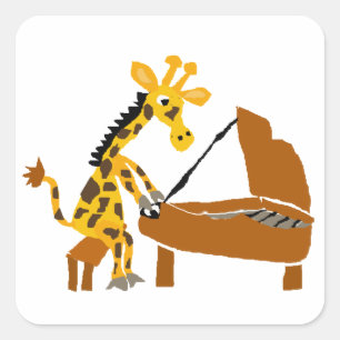Alberne Giraffe Klavierspielen Quadratischer Aufkleber