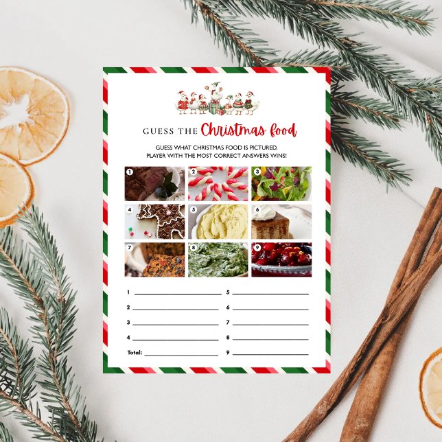 Alberne Goosemas Raten Sie das Weihnachtsspiel Karte (Silly Goosemas Guess the Christmas Food Game Card)