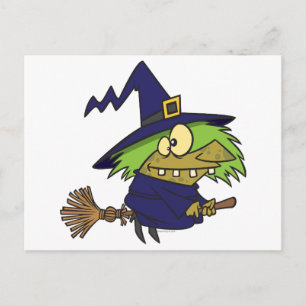 alberne Hexenkopfkröte auf Broomstick Postkarte