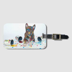 Alberne Husky-Welpe got in Paint-Ester Gepäckanhänger