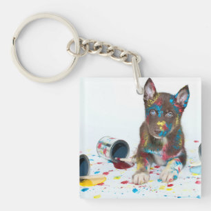 Alberne Husky-Welpe got in Paint-Ester Schlüsselanhänger
