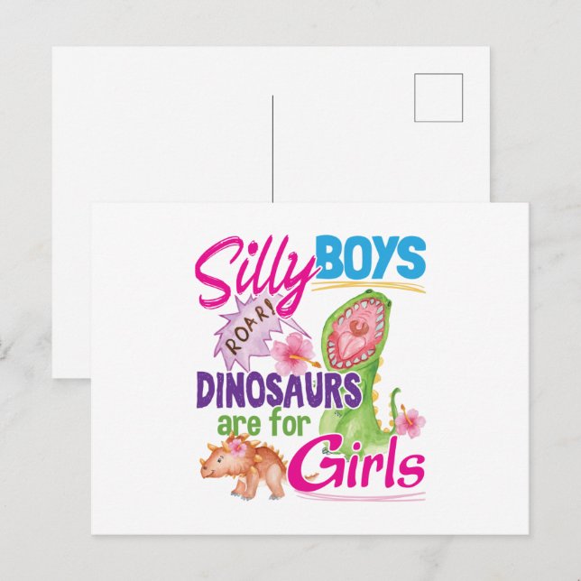 Alberne Jungen Dinosaurier sind für Mädchen - Nied Postkarte (Vorne/Hinten)