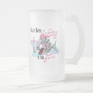 Alberne Jungen Fischen ist für Mädchen, die TShirt Mattglas Bierglas