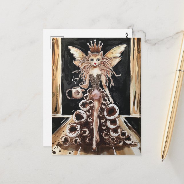 Alberne Kaffeekatze auf der Modellbahn Postkarte (Vorderseite/Rückseite Beispiel)