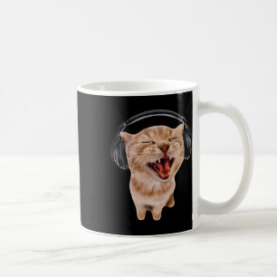 Alberne Katze mit Kopfhörern Kaffeetasse