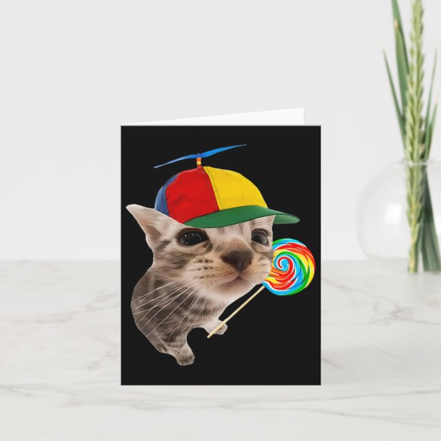 Alberne Katze mit Lollipop Meme Karte (Vorderseite)