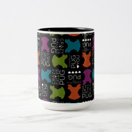 Alberne Mops-Lied-Tasse mit Glitzer-Möpse Zweifarbige Tasse