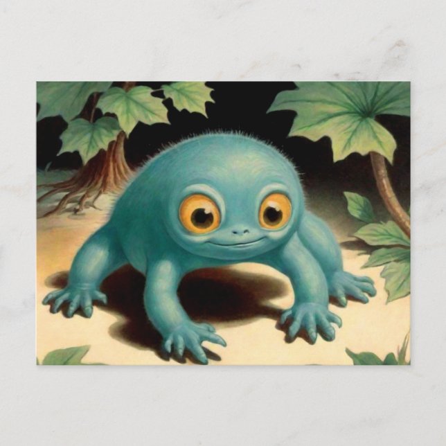 Alberne Niedliche Blaue Kreatur Postkarte (Vorderseite)