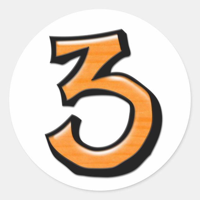 Alberne Nummer 3 orangefarbene weiße Aufkleber (Vorderseite)